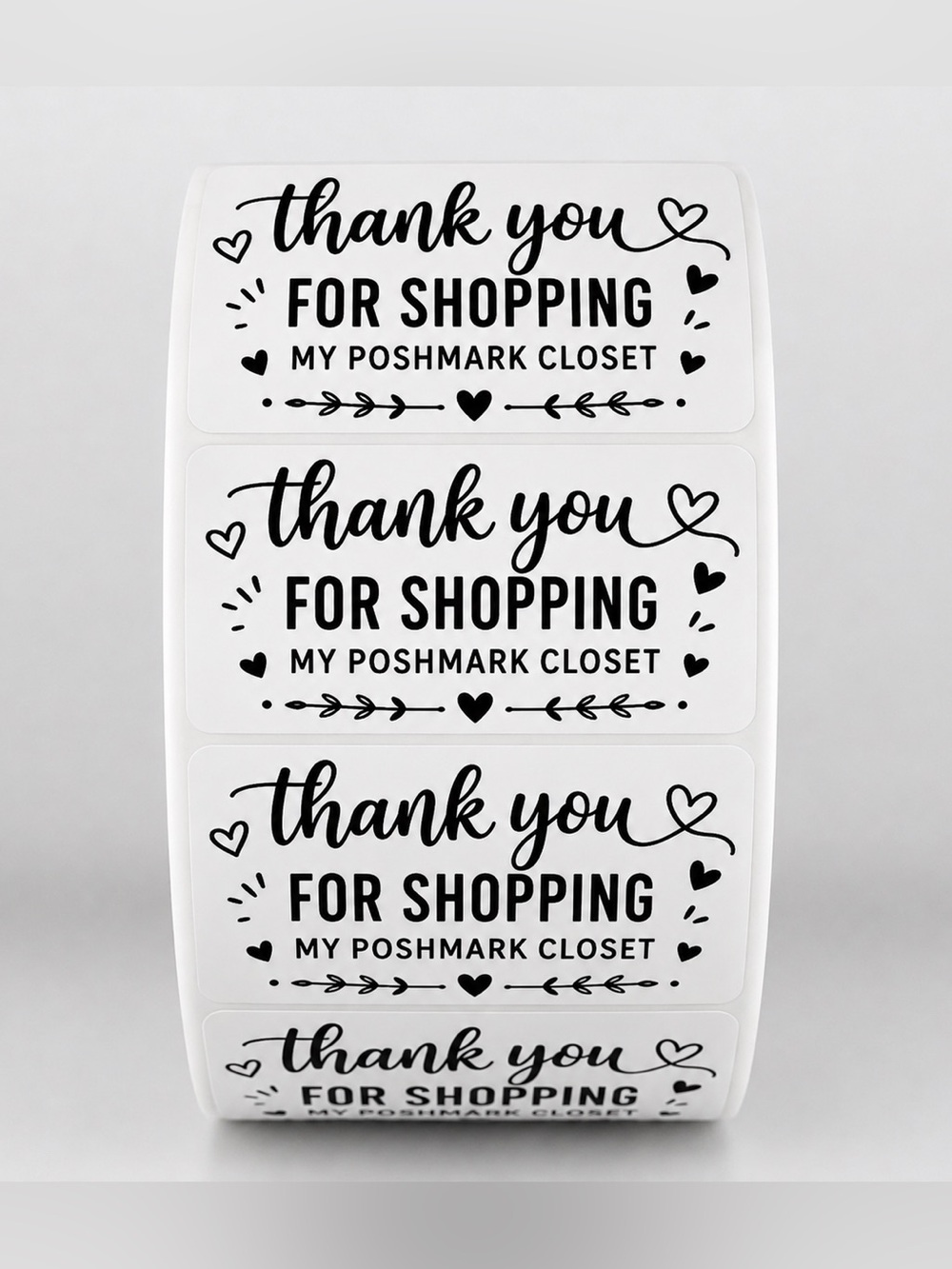 100 Thank You for Shopping My Poshmark Closet Stickers 2x1 Packaging Labels